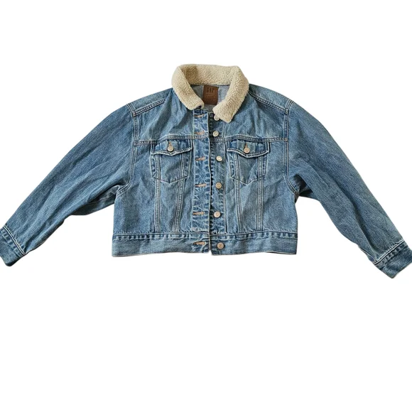 GAP Light Blue Denim Jacket with Soft White Collar - Picture 4 of 8